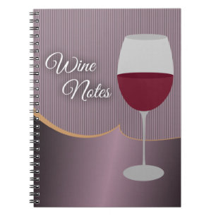 Cuaderno Notas del vino con las rayas y la copa de vino
