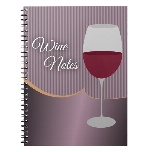 Cuaderno Notas del vino con las rayas y la copa de vino (Frente)