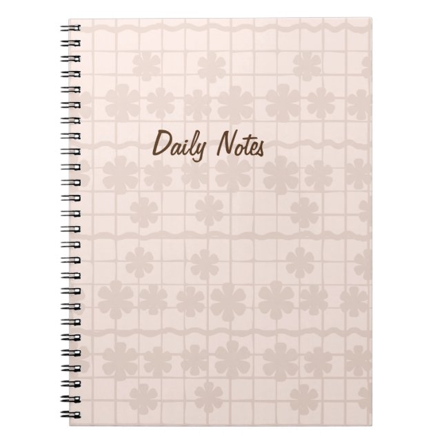 Cuaderno Notas Diarias de Cuadrícula Floral (Frente)
