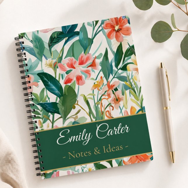 Cuaderno Notas e Ideas de Nombres Personalizados Florales B (Subido por el creador)