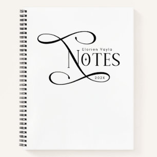 Cuaderno Notas elegantes modernas personalizadas negro blan