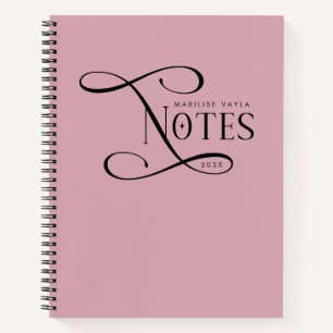 Cuaderno Notas elegantes modernas personalizadas rosa polvo