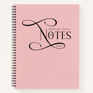 Cuaderno Notas Elegantes Modernas Personalizadas Rosa Rubor