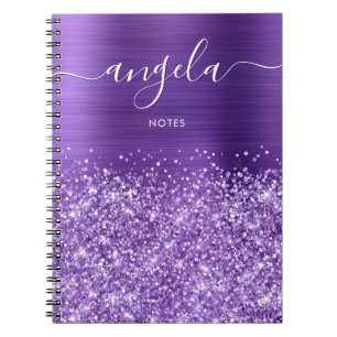 Cuaderno Notas Glam de Amatista Púrpura Brillante