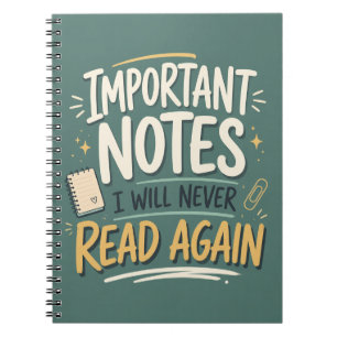 Cuaderno Notas Importantes Que Nunca Volveré a Leer Diverti