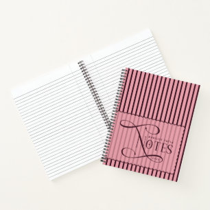 Cuaderno Notas Modernas Personalizadas con Rayas Burgundy y