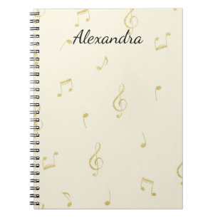 Cuaderno Notas musicales de oro blanco  
