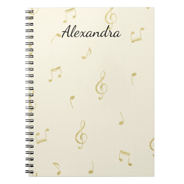 Cuaderno Notas musicales de oro blanco   (Frente)