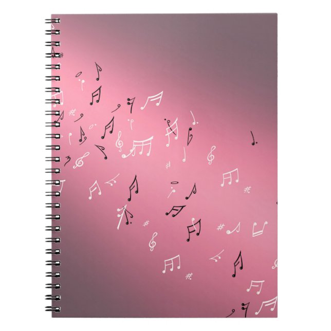 Cuaderno Notas musicales en el rosa de la luna (Frente)