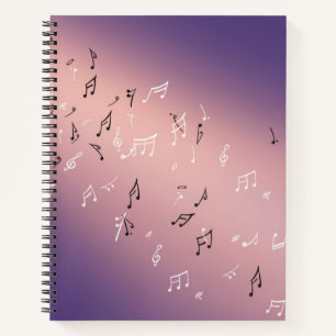 Cuaderno Notas musicales en el rosa de la luna Lilac
