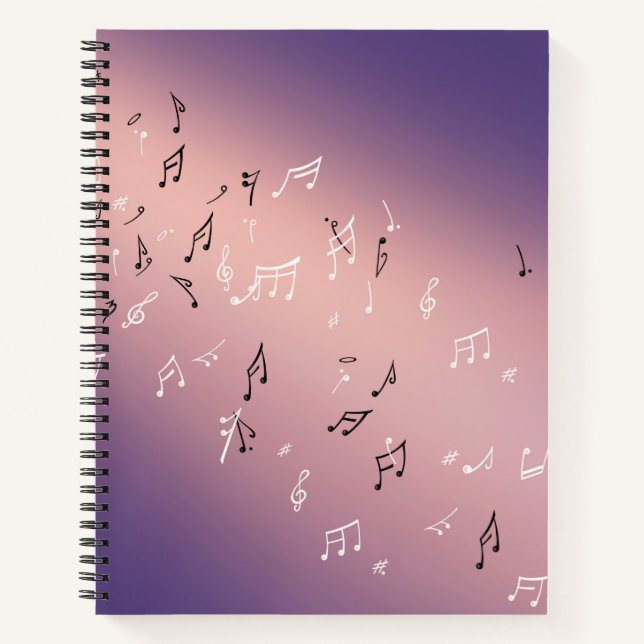 Cuaderno Notas musicales en el rosa de la luna Lilac (Anverso)