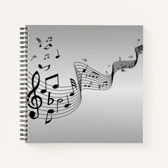 Cuaderno Notas musicales en plata (Anverso)