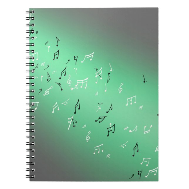 Cuaderno Notas musicales en verde luna (Frente)