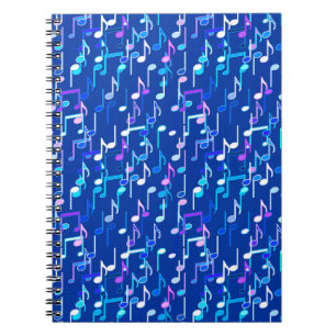 Cuaderno Notas musicales impresas - azul índigo, multi
