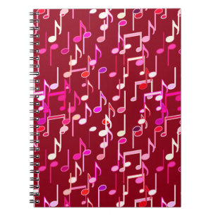 Cuaderno Notas musicales impresas - burgundy, multi