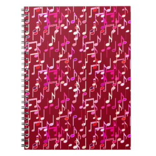Cuaderno Notas musicales impresas - burgundy, multi