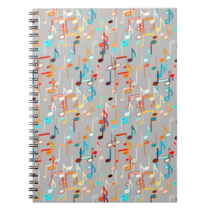 Cuaderno Notas musicales impresas - Gris medio, multi