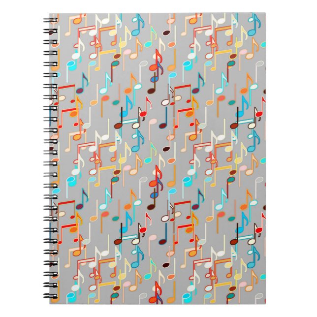 Cuaderno Notas musicales impresas - Gris medio, multi (Frente)