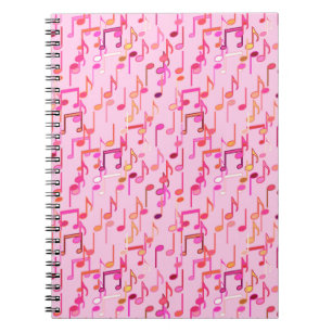 Cuaderno Notas musicales impresas - rosa, multi