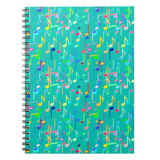 Cuaderno Notas musicales impresas - turquesa, multi (Frente)