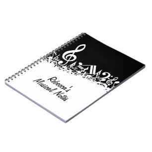 Cuaderno Notas musicales jumbleadas de blanco personalizada