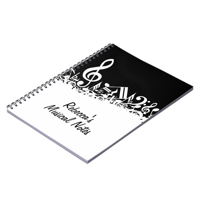 Cuaderno Notas musicales jumbleadas de blanco personalizada (Lado Izquierdo)
