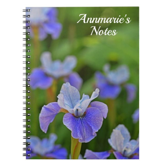 Cuaderno Notas personales de Blue Iris Flower Portrasus (Frente)