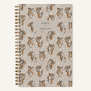 Cuaderno Notas Personalizadas con Patrón de Tigre Ilustrado