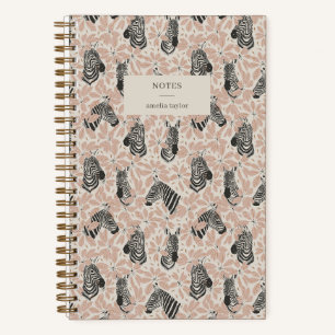 Cuaderno Notas personalizadas de Safari Botánico Cebra Rosa