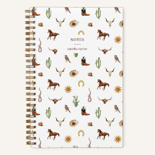 Cuaderno Notas personalizadas de vaquera occidental al acua