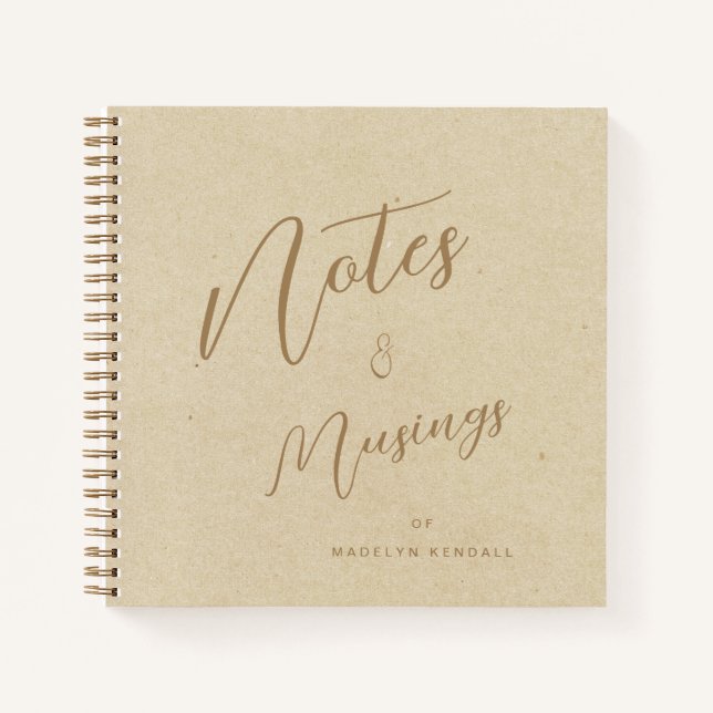 Cuaderno Notas personalizadas y Musings Gold de escritura m (Anverso)
