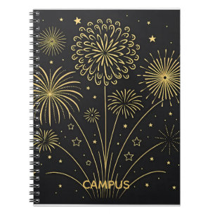 Cuaderno Notas Premium de Midnight Gold Fireworks