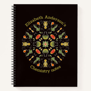 Cuaderno Notas Químicas Patrón Botánico