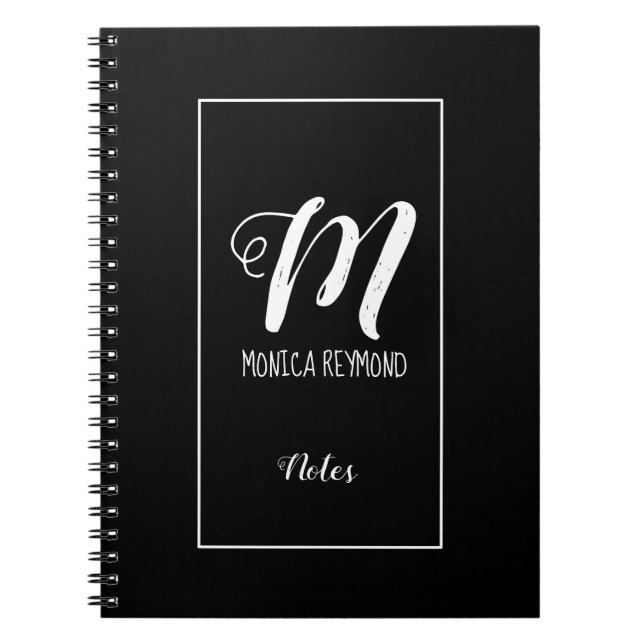 Cuaderno notas sobre negro monogramado (Frente)