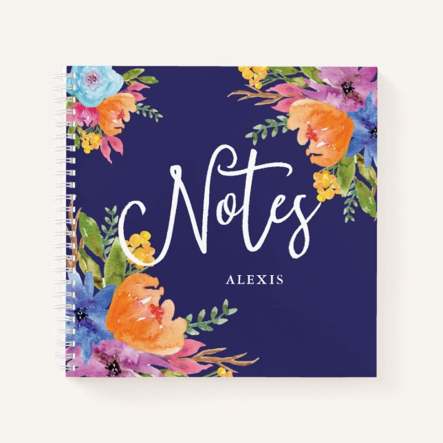 Cuaderno Notas Vivid | Abanico floral acuarela (Anverso)