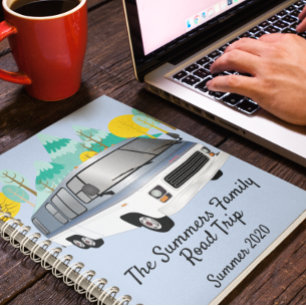 Cuaderno Notas y planes de vacaciones de viaje por carreter