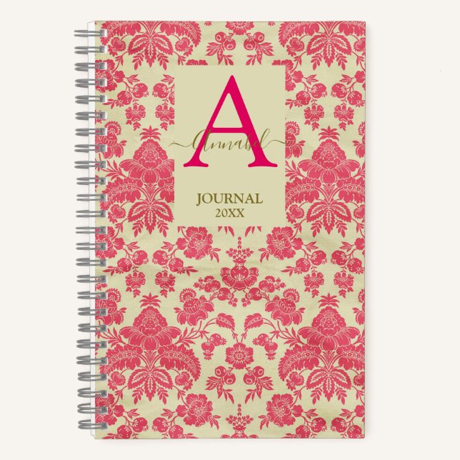 Cuaderno Noteb inspirado en el elegante damasco de frambues (Anverso)