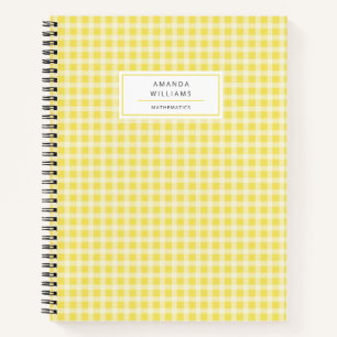 Cuaderno Noteb Personalizado De bonito Amarillo Gingham Pla