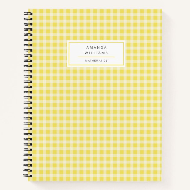 Cuaderno Noteb Personalizado De bonito Amarillo Gingham Pla (Anverso)