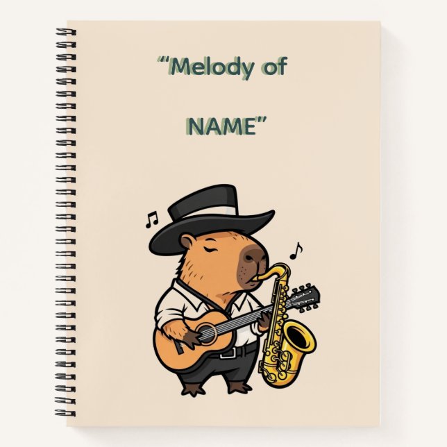 Cuaderno  Notebook – Capybara Music Notes  (Anverso)