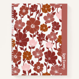 Cuaderno notebook de espiral floral rosa y naranja | cuader