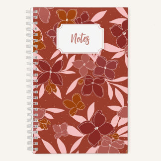Cuaderno notebook de espiral floral rosa y naranja | Cuader