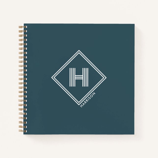 Cuaderno Notebook | Modern Geometric Monogram Initial (Anverso)