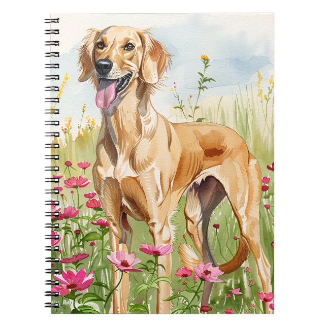 Cuaderno Notebook – Saluki Watercolor Dog Lover Journal (Frente)
