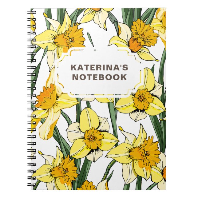 Cuaderno NOTEBOOK Spring Daffodil Design & Custom Name (Frente)
