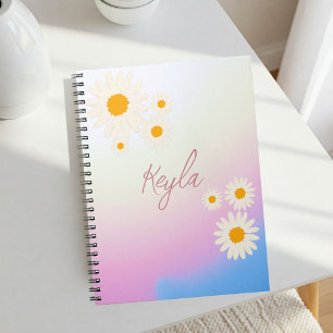 Cuaderno Notebook with gradient Rose and Daisies