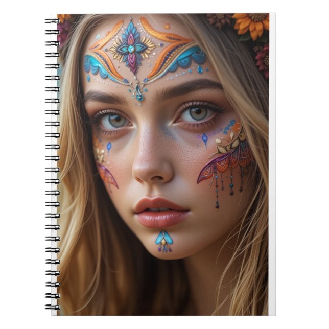 Cuaderno Notebook with the face of a beautiful bohemian gir (Frente)