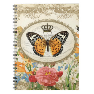 Cuaderno Notepad de mariposa chic vintage