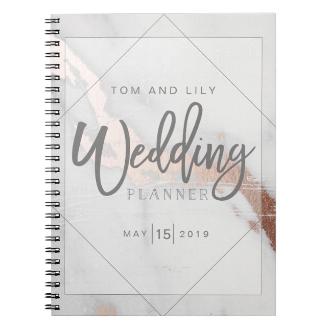 CUADERNO NOTEPAD DE PLANIFICADOR DE BODA DE MÁRMOL Y METÁLI (Frente)
