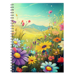 Cuaderno Notepad de pradera colorida para su día alegre